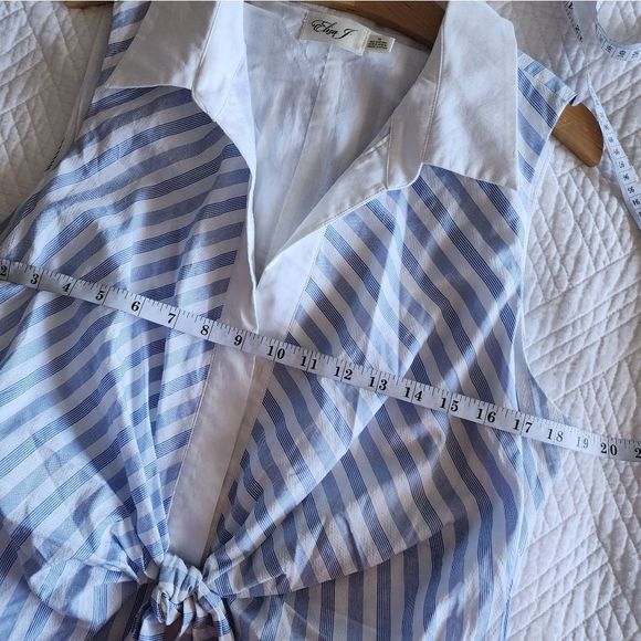 Eliza J Blue and White Buttoned Sundress - Picture 11 of 16